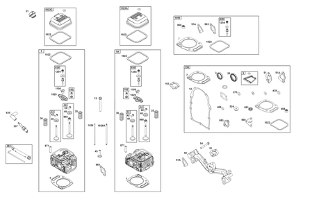 Cylinder Head Group Diagram and Parts List for 356442-0704-B5 200000 - 399999 Briggs and Stratton Engine